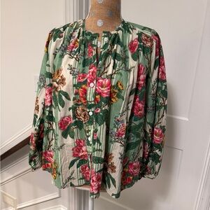Mille Cecily Balloon-Sleeve Buttondown Blouse XS